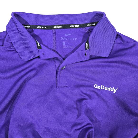 Nike Golf Dri Fit GoDaddy Short Sleeve Polo L Purple - Picture 5 of 12